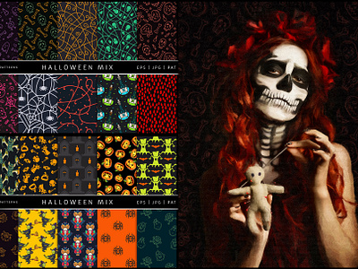 Download 100 Seamless Patterns Vol 3 Halloween By Pixaroma On Dribbble