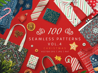 100 Seamless Patterns Vol.4 Christmas background bundle christmas design floral knit knitted knitting norvegian pattern scandinavian seamless pattern set surface design sweater vector wallpaper winter xmas