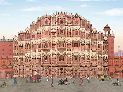 Hawa Mahal Indian Palace illustration