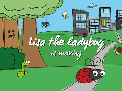 Children's book: 'Lisa the ladybug is moving' book design graphic design