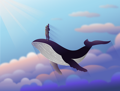 Through hardship to the stars design illustration illustrator whale дизайн