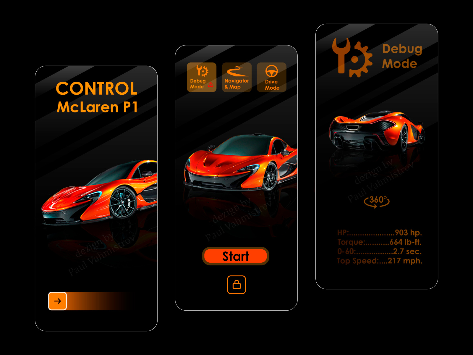 Mobile app for McLaren P1 by Paul on Dribbble