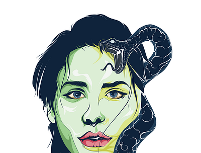 girl snake art artist artwork dark drawing icon illustration illustrator logo ui vector