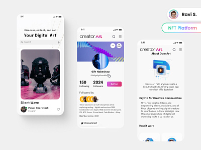 NFT app adobe xd app branding clean design landing light logo minimal mobile nft nft app nft platform ui ui design uidesign white