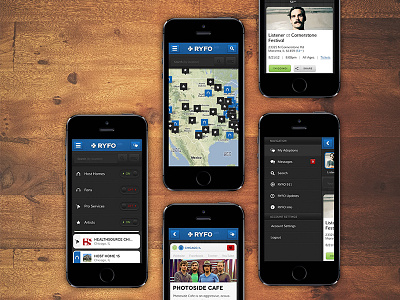 RYFO Portfolio app bands mobile naphtali marshall portfolio ryfo ui ux wood