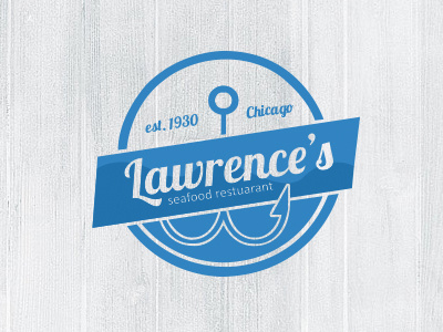 Lawrence's Seafood Restaurant blue fish fishing hook logo rebrand sea seafood