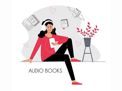 Audio Books adobe illustrator character character design design flat illustration modern design vector