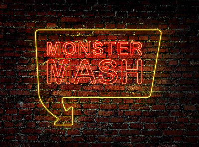 P3_Neon design halloween monster mash neon neon light neon sign photoshop typography