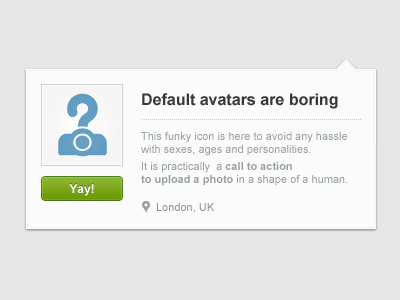Default avatars are boring avatar button call to action cta default human icon infocard photo upload user
