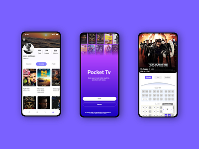 Pocket Tv | Movie App app design clean conceptual creative design inspiration interface minimal mobile movie ticket ui ui ux ux