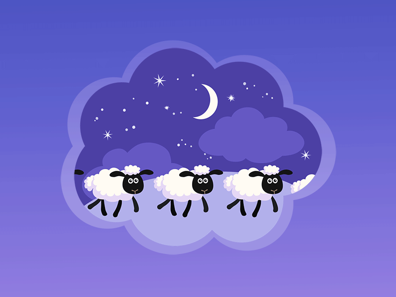 Sheep trotting in a dream bubble animation 2d animal animation cartoon character cute frame by frame gif illustration insomnia loading loop motion design motion graphic preloader sheep vector walk cycle