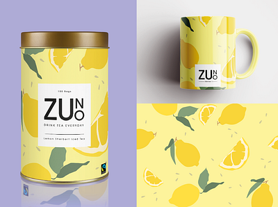 ZUNO - Lemon Sherbert Iced Tea branding design flat food fruit illustration lemons logo tea