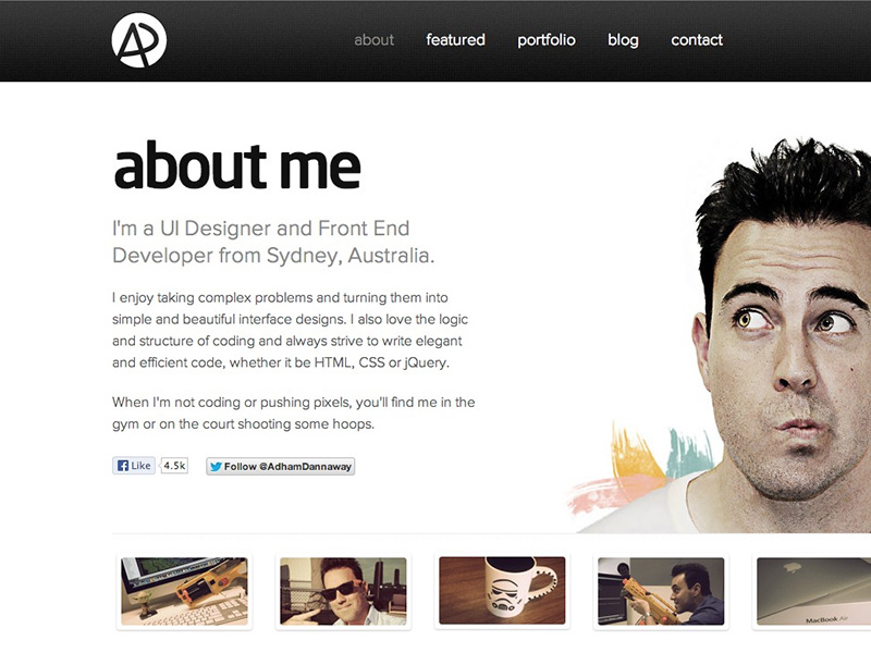 About Me Page designed by Adham Dannaway. 
