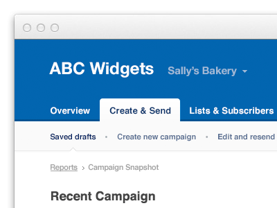 Campaign Monitor Header Re-design campaign monitor dropdown header menu navigation