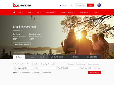 Qantas homepage refresh airline booking homepage website