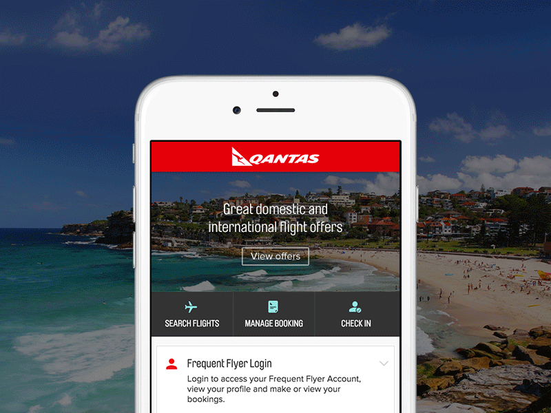 Qantas mobile site refresh airline booking homepage mobile website website