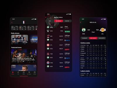 NBA App Concept app design minimal nba ui ux