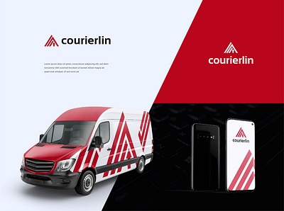 Courierlin delivery company logo. directions home delivery modern logo