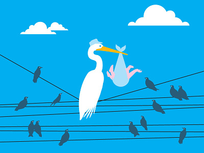 Stork, Brooklyn Baby Shower illustration invitation