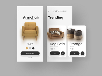 e-commerce app for furniture & home goods app design ecommerce figma mobile app design product design shot ui ui ux ux