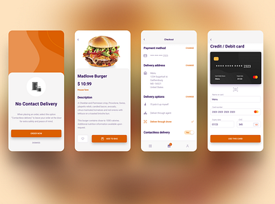 Food delivery app - contactless delivery app application design branding contactless covid19 design figma food app food delivery app minimal mobile mobile app mobile app design payment method product design shot ui ui ux uidesign ux