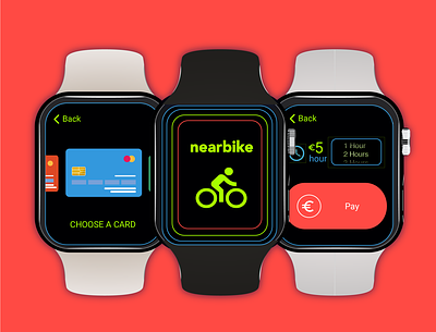 Bike rental App for Apple Watches design concept apple watch bike design ui ux