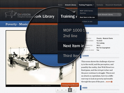 Intranet artwork detail page design dropdown intranet texture web design website