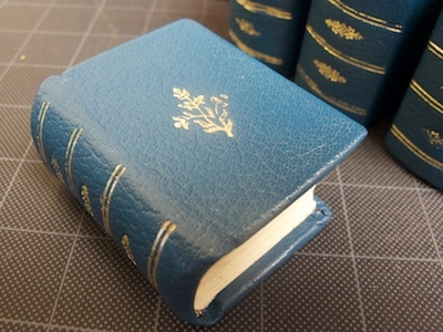 Miniature Book blue book book design bookbinding cream gold gold tooling hand bound ivory mini book miniature miniature book