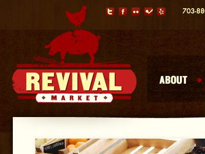 Revival Market logo + header header logo navigation social media website