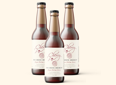 "Cherry Pie" Bottle Label Design beer art beer can beer label craft beer craft brewery design illustration label design label packaging typography