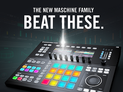 BEAT THESE. NATIVE INSTRUMENTS. MASCHINE. black fullscreen landing page maschine minimal one pager production responsive scroll single page studio unusual navigation