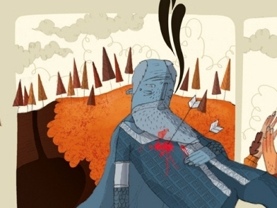 'The King is dead!' beard blue dead illustration king man orange trees