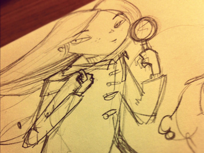 Detactive girly concept detective drawing girl sketch