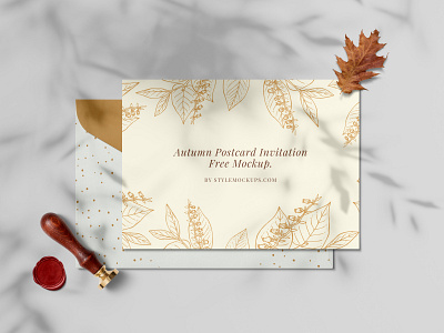 Autumn Invitation Card Free Mockup autumn collection autumn flyer autumn leaves autumn party card design card template free freebie invitation card invitation cards mockup mockup design mockups psd mockup