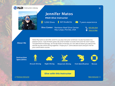 Dive Instructor Profile daily challange daily ui daily ui challenge dailyui dailyui006 dailyuichallenge ironhack sketchapp ui uidesign uiux website