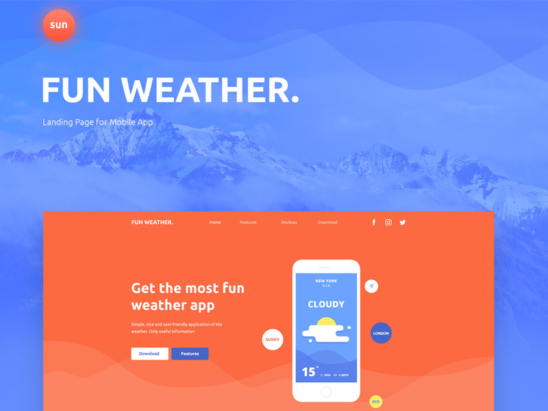 Free PSD Landing | WeatherApp by Elina Chanieva on Dribbble