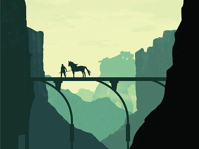 Shadow Of The Colossus Posters game art giant illustration landscape mountains playstation poster shadow of the colossus