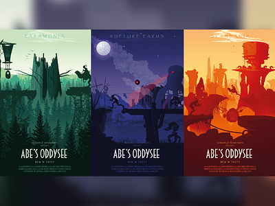 Oddworld Posters abes oddysee adventure atmosphere digital art fantasy gaming illustration landscape oddworld playstation poster vector