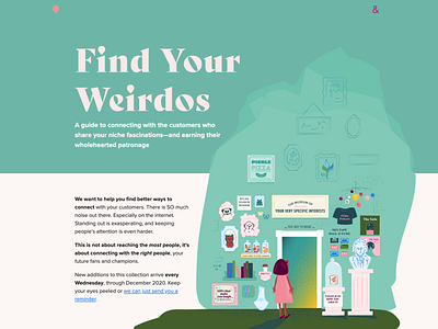 Find Your Weirdos branding curiosities hero illustration museum web