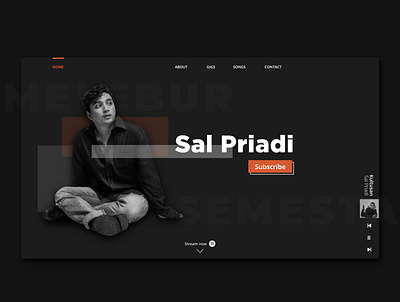 Sal Priadi's landing page website landing page singer