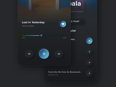 Nuemorphism Music Player Close Up