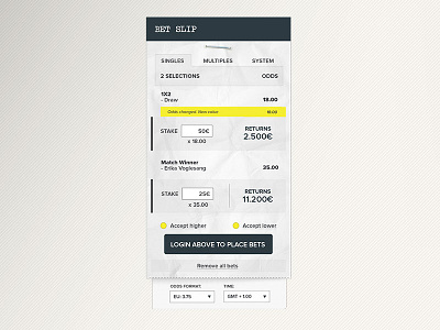 Bet slip paper sportsbook ui