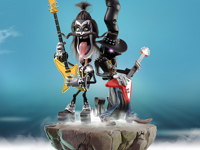 Kiss Tribute Band 3d character rocknroll