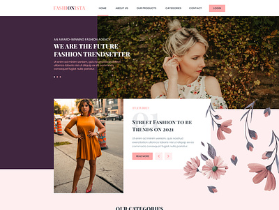 Fashionista Website UI design fashion pink purple swimsuit ui underwear ux website