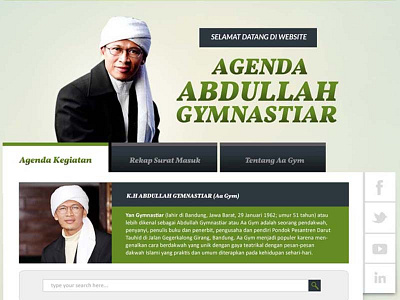 Agenda Aa Gym agenda design green raligious schedule social icon tab theme ui user interface website