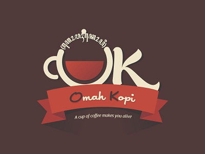 Omah Kopi Logo coffee cup design hanacaraka house javanese letter logo ok omah kopi ribbon traditional vintage