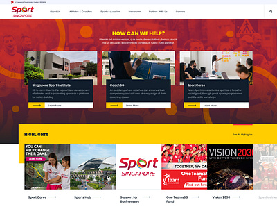 Sport Singapore Website UI bright elegant government photo based red singapore sport sporty ui unsplash ux website yellow