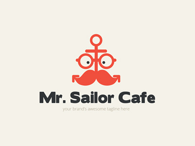 Mr Sailor Cafe anchor cafe design face gentlemen glasses icon logo moustache object sailor