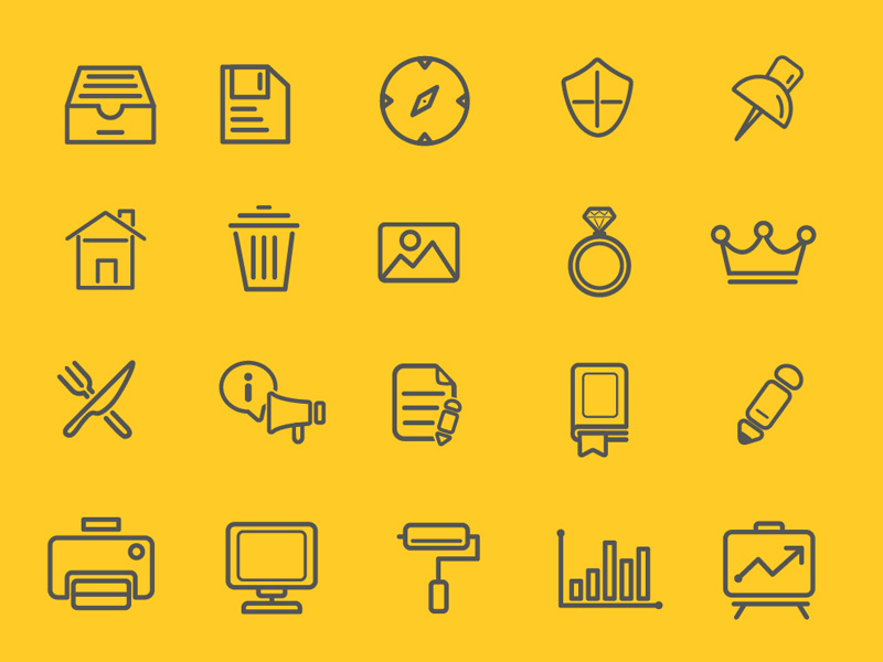 FREEBIES - 75 Various Outline Icon Set freebies free icon set line outline flat pika archive creative design