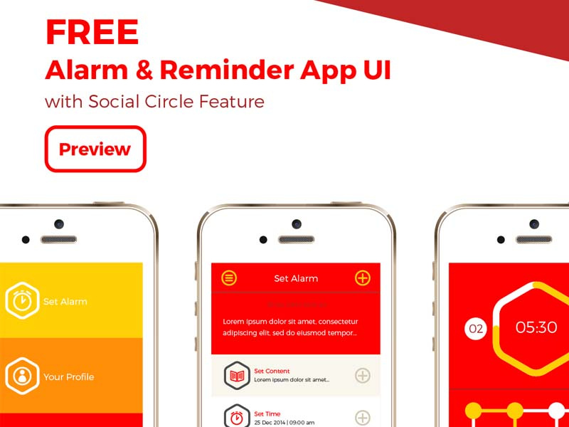 FREEBIES WakeApp! Alarm & Reminder App UI by MarcoZenki on Dribbble